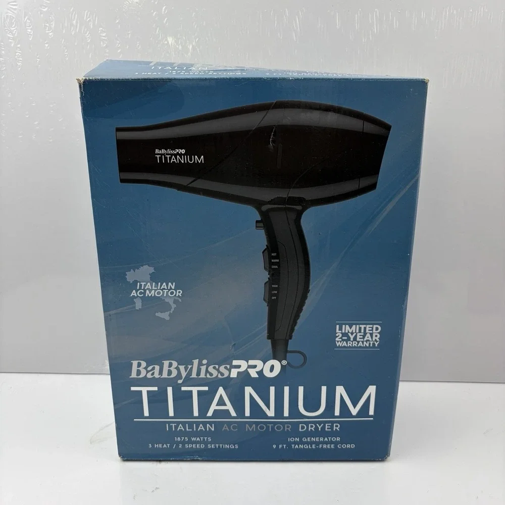BaBylissPRO Titanium Italian AC Motor Hair Dryer Ionic 1875W 3 Heat/2 Speed